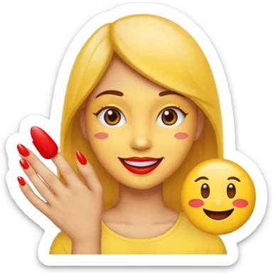 Sassy emoji nails 💅🏼+😉+👄 not realistic like a yellow emoji  sticker