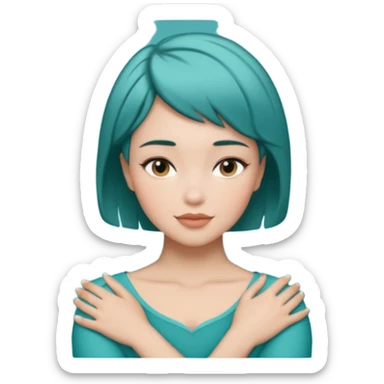 Teal hugs with Belles wording short hair sticker