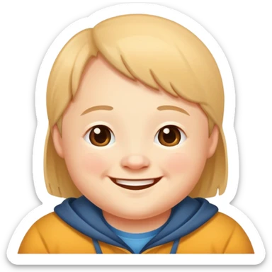 A friendly person with Down syndrome smiling sticker