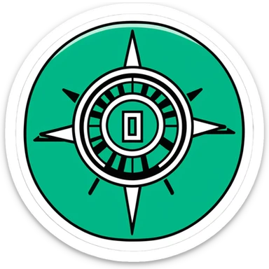 Maya sun symbol hieroglyph with precise geometric shapes, flat design, strictly white and deep green only, sharp angular lines, no curves sticker