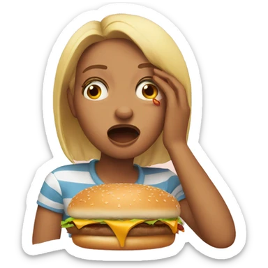 my friend marta crying while eating a burger sticker