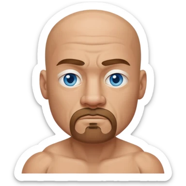 White middle age boxer goatee bald head blue eyes sticker