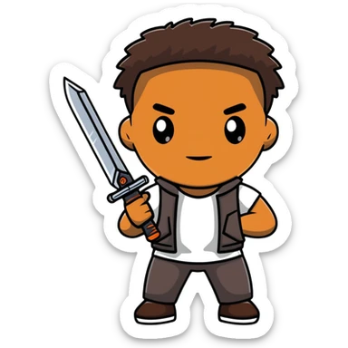 hombre con piel moreno clara, navaja en la mano sticker