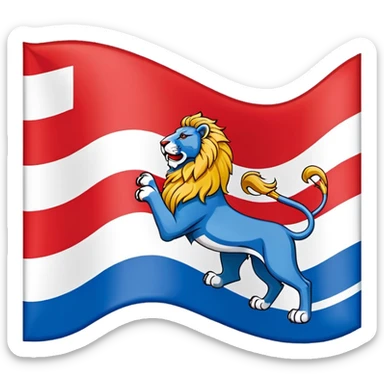 Flag of North Holland with red and blue stripes and white lions sticker