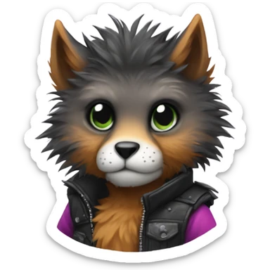 Colorful cute edgy badass anthropomorphic furry  sticker