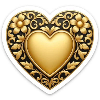 Golden heart with a floral pattern on it  sticker