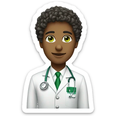 Curly hair and green eyes medical student sticker