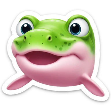Pink beluga whale with the face of a frog sticker