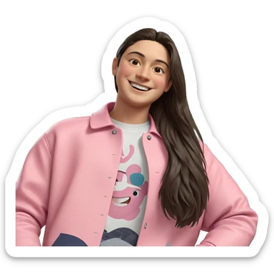 smiling boy in pink jacket sticker