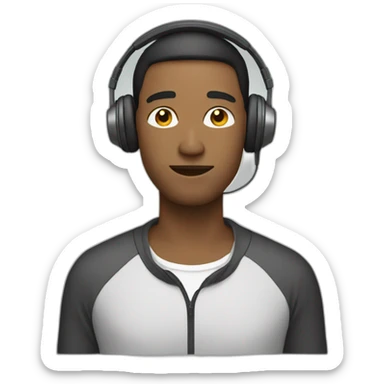 man with short straight hair and headphones sticker