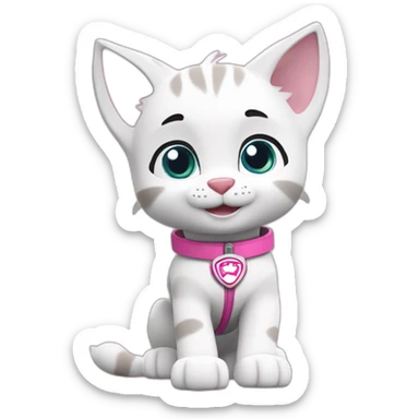 paw patrol white and pink cat sticker
