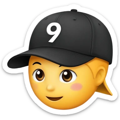 black cap with number “9” on it sticker