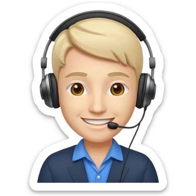 a sales agent with headphones sticker