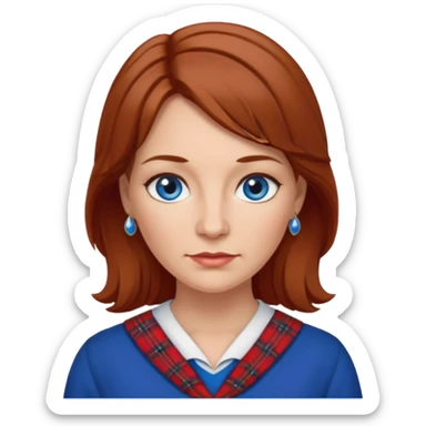 midle   aged female with Scottish red attire and dark blonde hair and blue eyes sticker