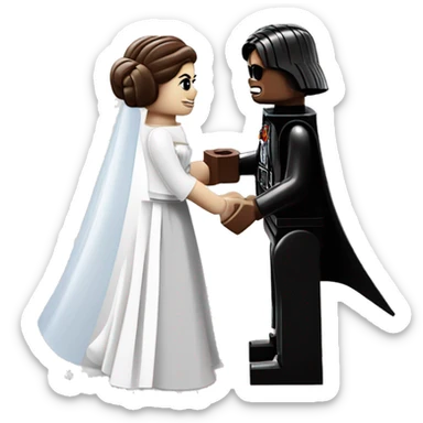 Lego Princess Leia and Darth Vader get married sticker