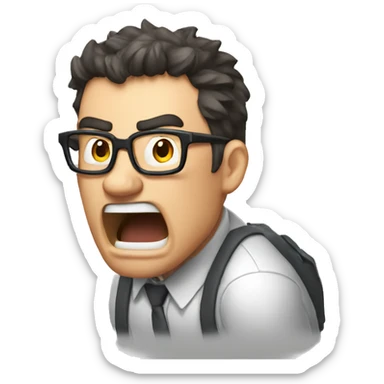 Angry nerd yelling at game sticker