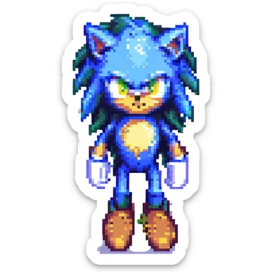Change Sonic's eyes to yellow, keep pixel art style, no background sticker
