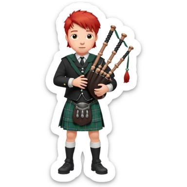 Scotch boy playing bag pipe full body sticker