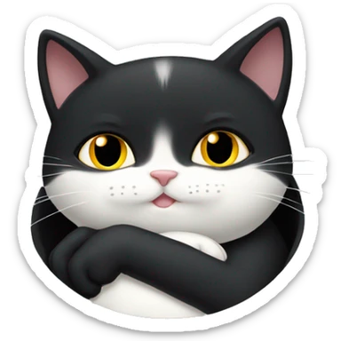 Black cat and white cat hug sticker