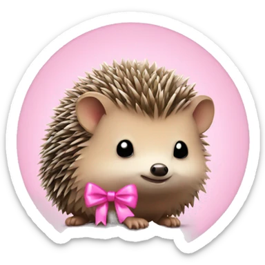 Hedgehog with a pink bow sticker