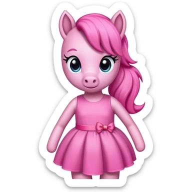 a pink pony wearing a pink dress sticker