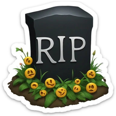 a black grave with the letters RIP sticker