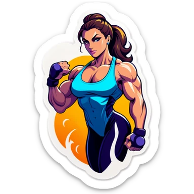 Woman bodybuilder sticker