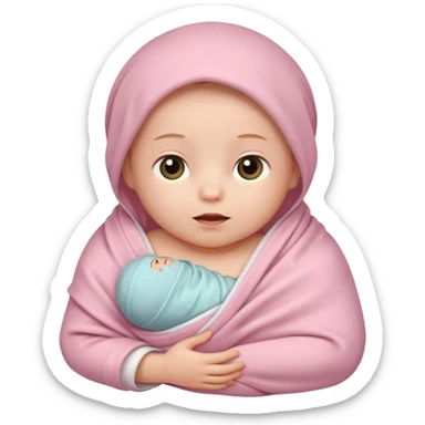 Newborn baby swaddled in a light pink blanket sticker