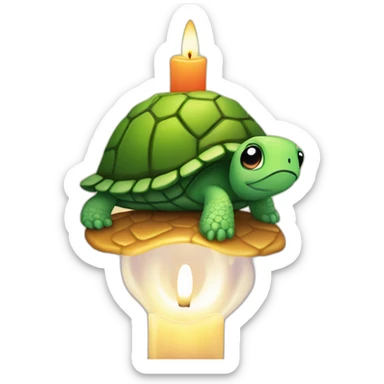 a turtle on top of a lit candle sticker