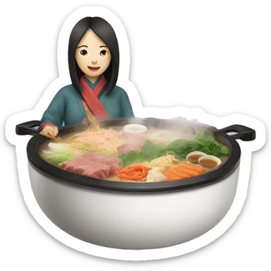 Let’s go eat hot pot with an Asian lady sticker