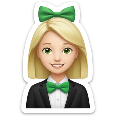 girl with green bow tie sticker