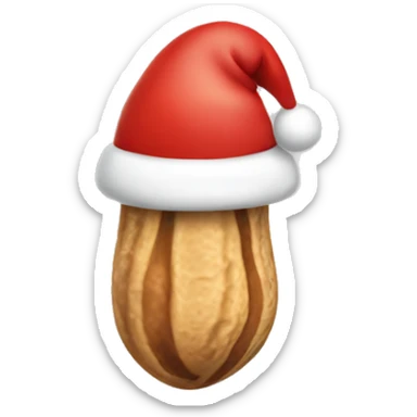 a peanut with a santa hat sticker