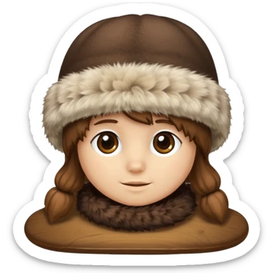 just fur hat on table sticker