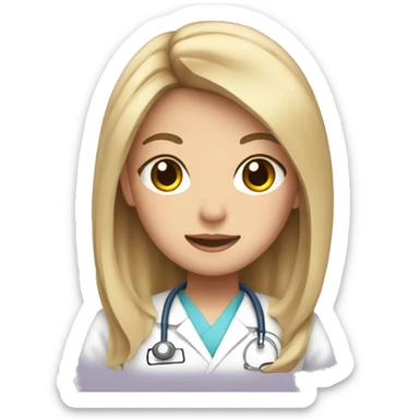 Japanese nurse with long hair in pink scrubs sticker