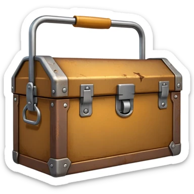 3D old Brown golden toolbox filled with files sticker