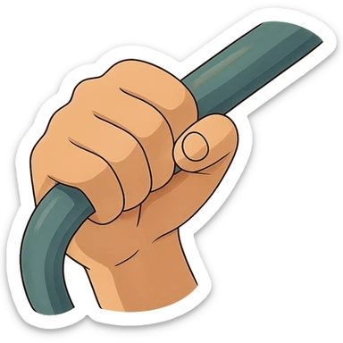 ghibli style hand gripping a handle sticker