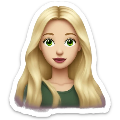 Portrait of a Beautiful blond girl with long hair with green eyes and pink lips  sticker