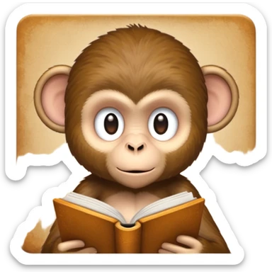 monkey reading book sticker