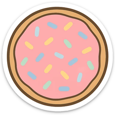 flat toon sugar cookie with pink icing and pastel sprinkles sticker