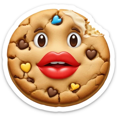 A cookie giving a kiss sticker