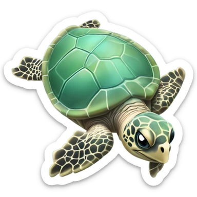 A peaceful sea turtle (🐢) swimming through clear waters, surrounded by gentle bubbles (💫), representing balance and harmony with nature. sticker