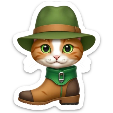Un chat avec des botte et un chapeau  sticker