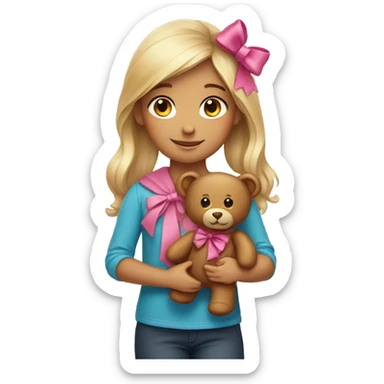 Girl teddy bear with bow  sticker