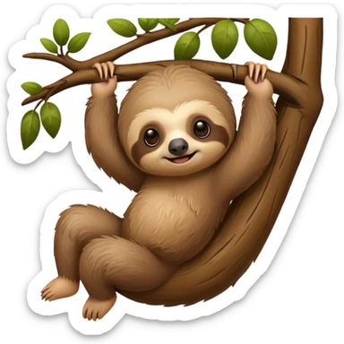 baby sloth on the tree sticker