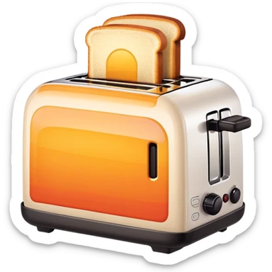 A pixelated emoji of a toaster in a style that still uses vibrant colours, where the image is clearly the item desired and visible even at small scale. Colours are warm.  sticker