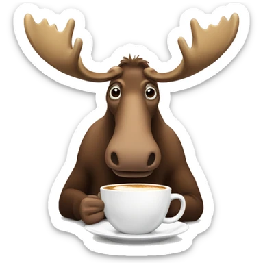 moose drinking coffee sticker