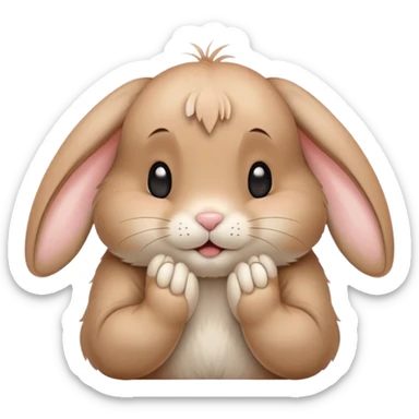 “A shy little bunny covering its face with its paws, blushing cheeks, drooping ears, soft pastel tone, transparent background.” sticker