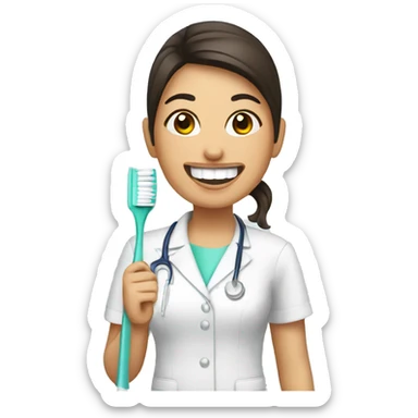 a latina dentist with a toothbrush and teeth  sticker
