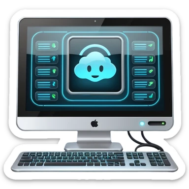 technical looking computer with text "SaaS" sticker