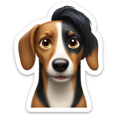 Wiener dog next to white man with blue eyes black hair sticker